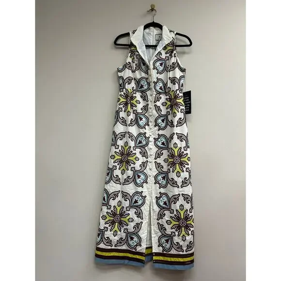 TUCKERNUCK Citron and Slate Blue Embroidered Leighton Dress Size XL NWT - Picture 4 of 6